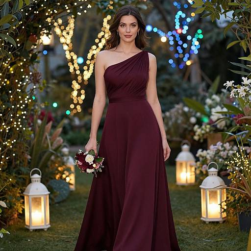 Elegant Woman in Burgundy Gown