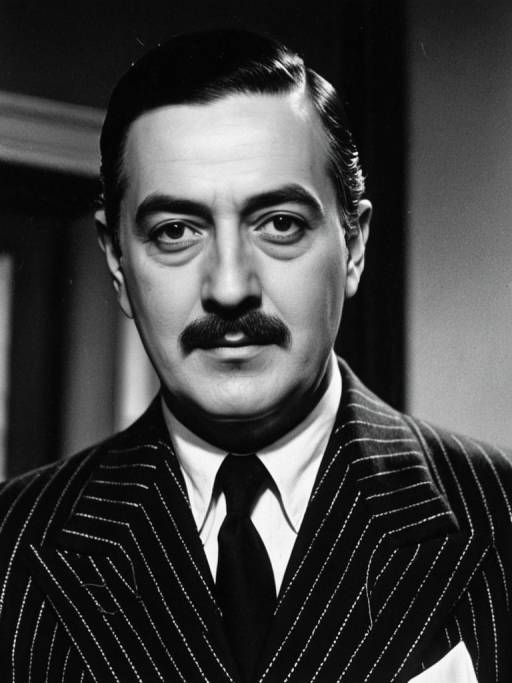 Man in Gomez Addams Costume Black and White Portrait