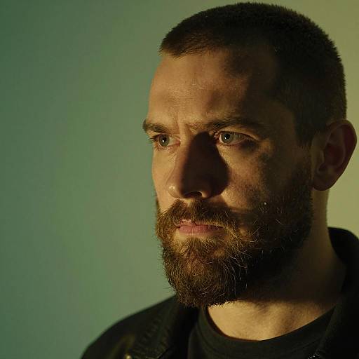 Intense Bearded Man in Dramatic Lighting