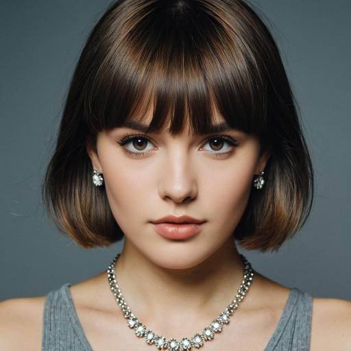 Portrait of Young Woman with Short Hair and Jewelry