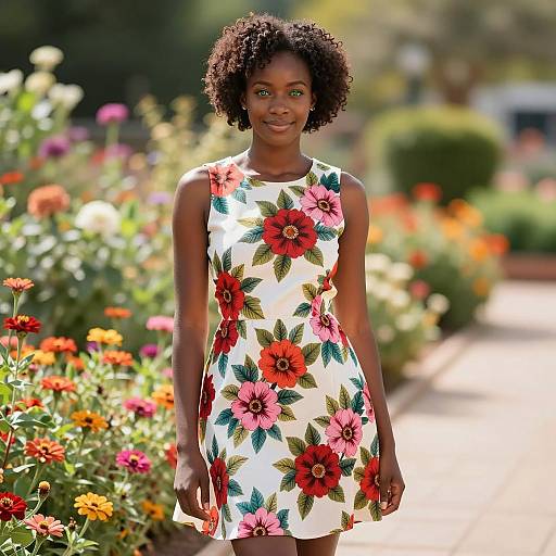 Vibrant Kitenge Dress in Flower Garden