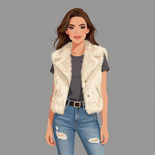 Casual Chic Woman with Ivory Vest