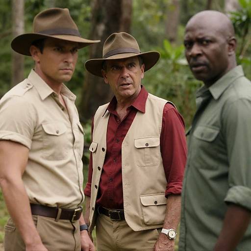 Three Men in Intense Jungle Encounter