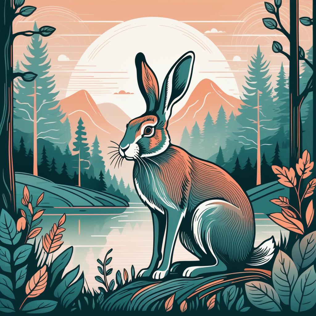 Energetic Hare in Tranquil Forest Art