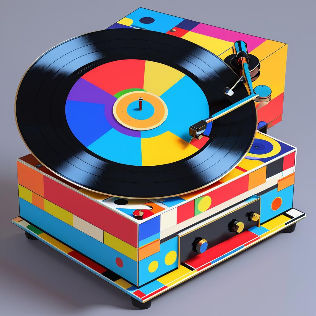 Vibrant Vinyl Record Player Art