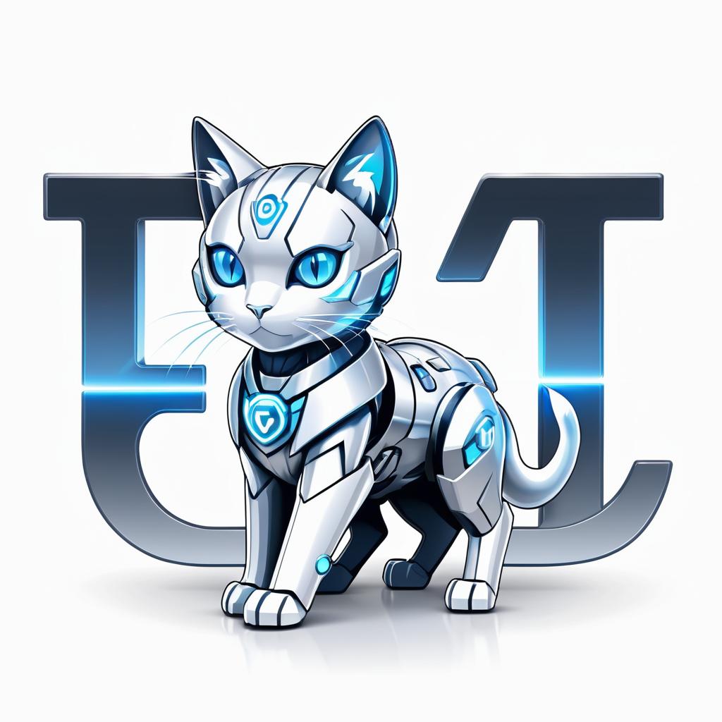 Anime Cyborg Cat Logo for Tech Startup