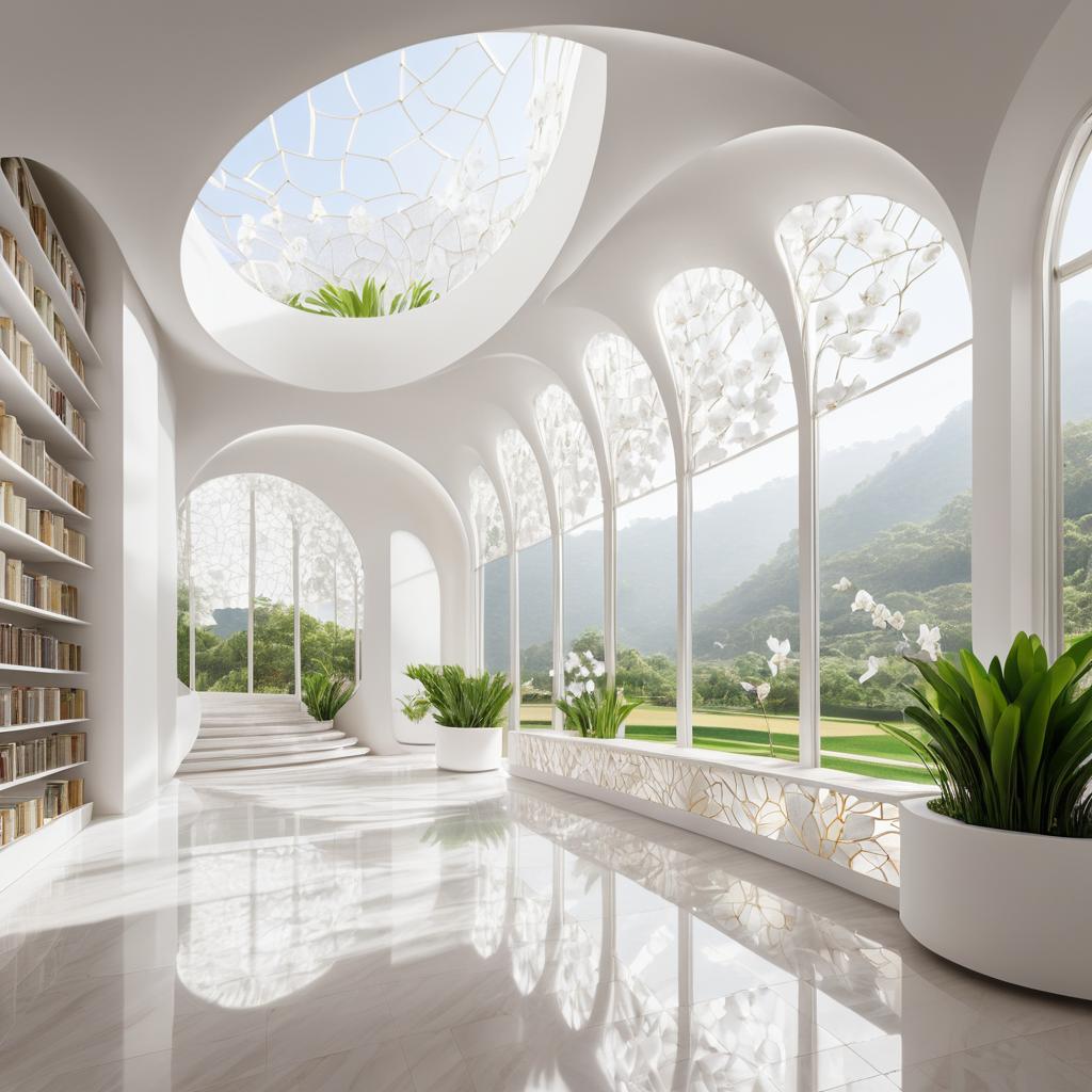 Architectural Photography of an Orchid-Inspired Library