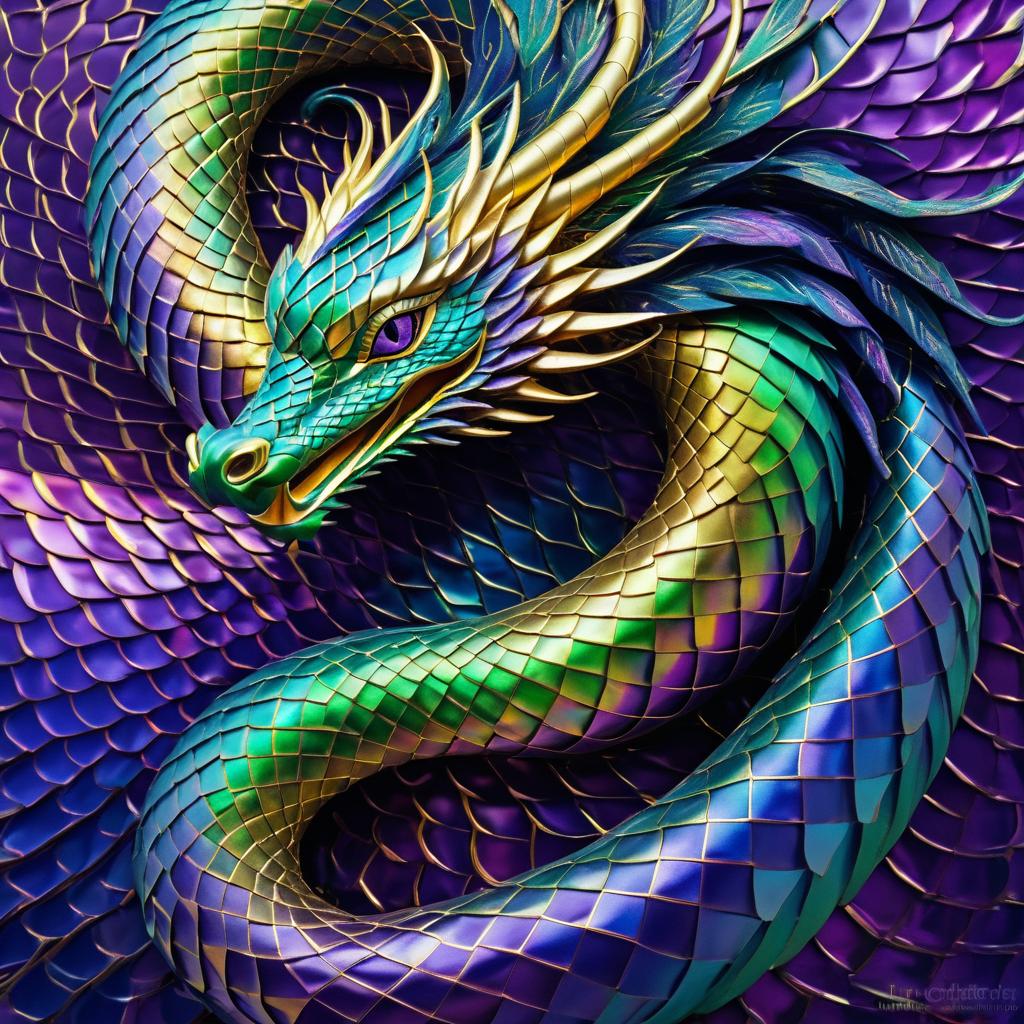 Surreal Iridescent Serpent in Vibrant Colors