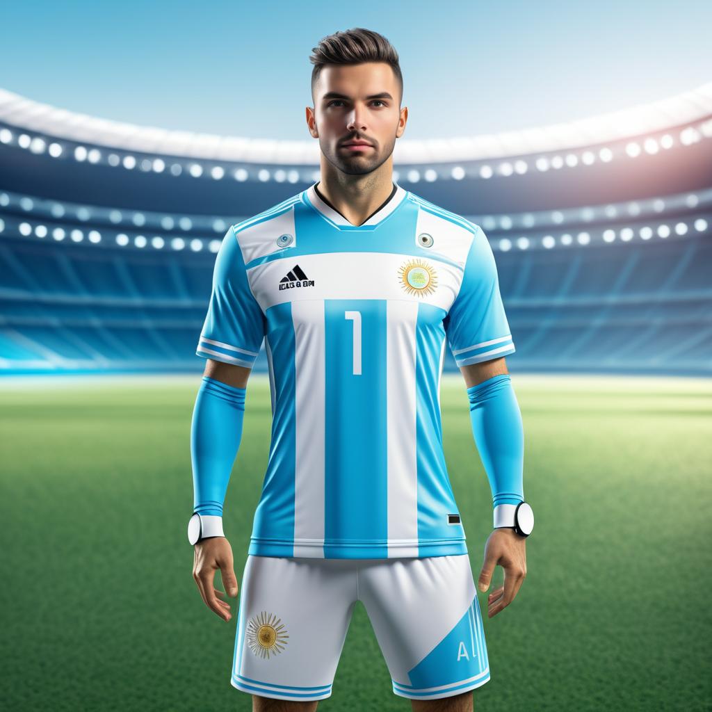 Futuristic Argentine Soccer Player Photography