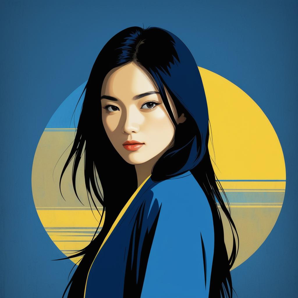 Confident East Asian Woman Silhouette Art