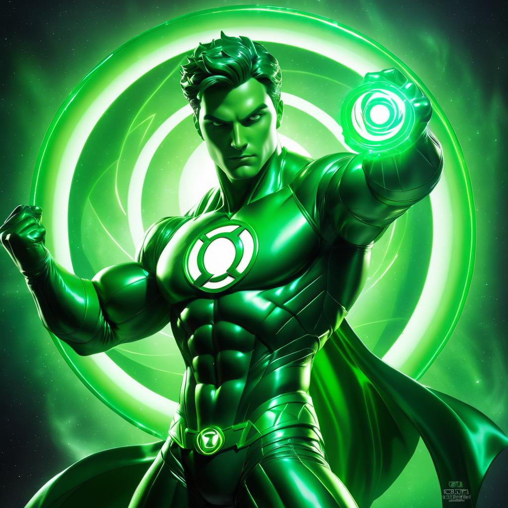 Vibrant Green Lantern Statue Art