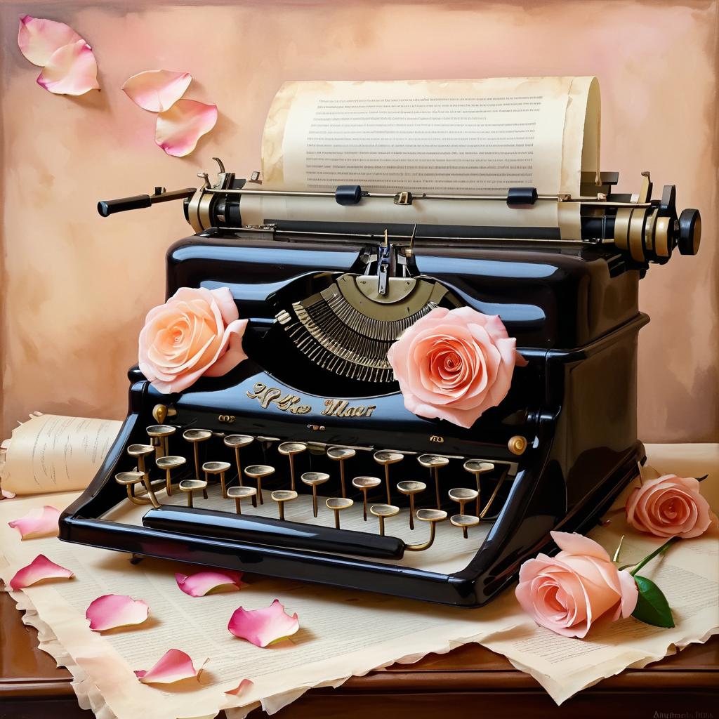 Vintage Typewriter with Rose Petals