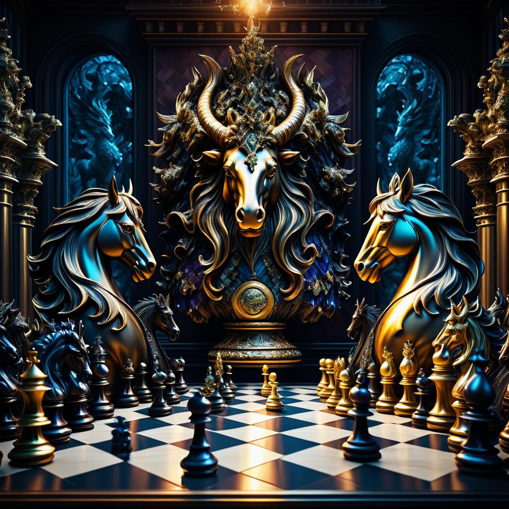 Mythical Creatures Chess Game Artwork