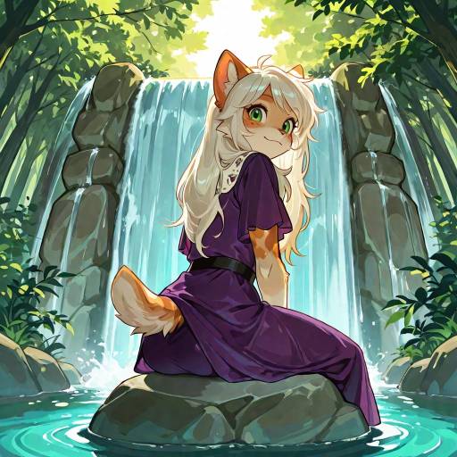Enchanting Anthro Kitten in Nature