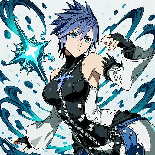 Illustration of Aqua (kingdom hearts), kingdom hearts in the style of Kamezaemon