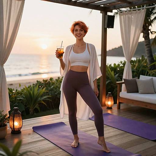 Sunset Yoga Instructor at Beach Cabana
