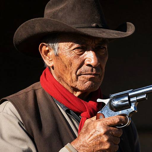 Stern Cowboy Portrait in Sunlight