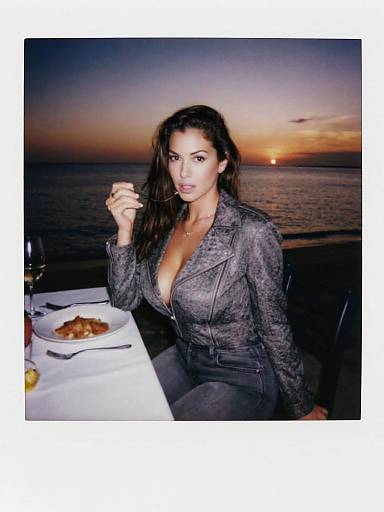 Athletic Woman at Dusk Beach Dinner