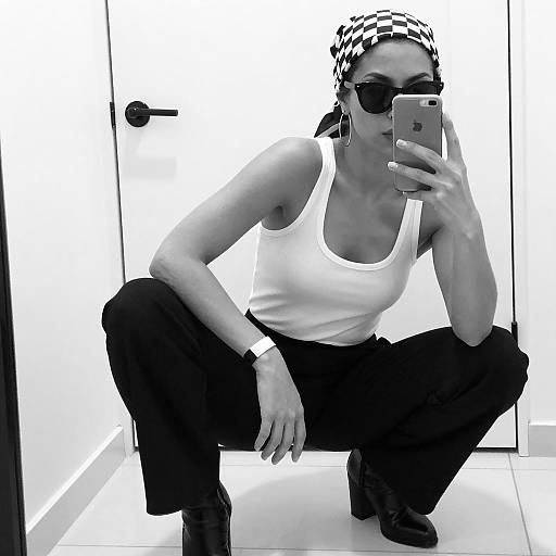 Stylish Mirror Selfie with Monochrome Vibe