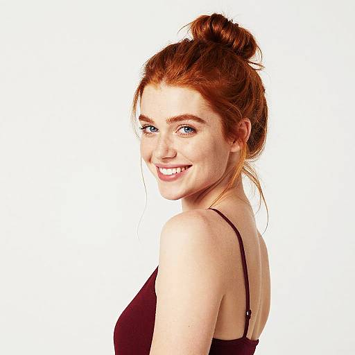 Cheerful Redhead Woman Over Shoulder