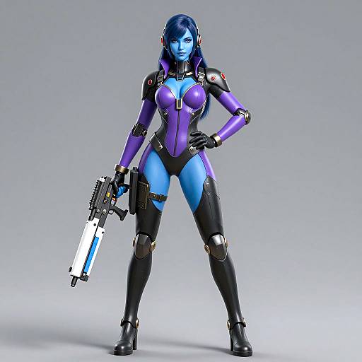 Futuristic Cybernetic Woman with Gun