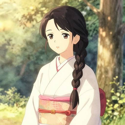 Serene Anime Girl in Kimono