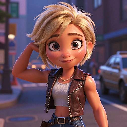 Ultra-Realistic Pixar Woman in City