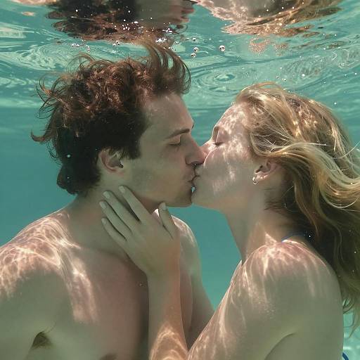 Romantic Underwater Kiss of a Couple