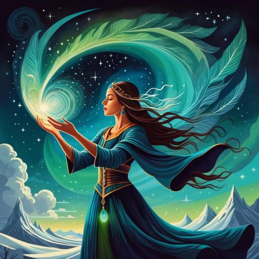 Mystical Sorceress in Auroral Whispers