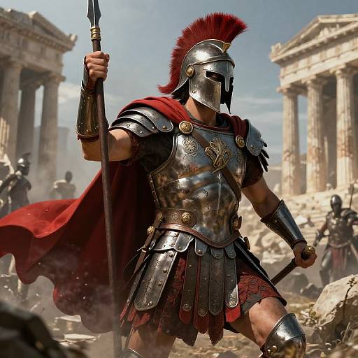 Fierce Spartan Warrior in Battle