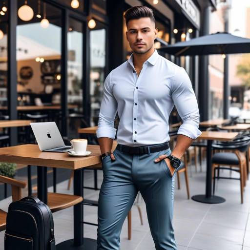 Stylish Man Standing Outside Cafe