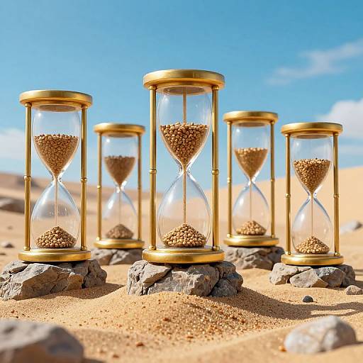Surreal Hourglasses in Vivid Landscape