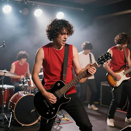 Energetic Rock Band Performance on Stage