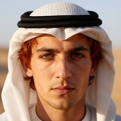 Intense Green-Eyed Arab Man Portrait