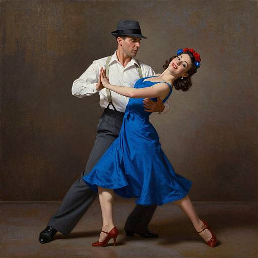 Dynamic Lindy Hop Dance Oil Painting
