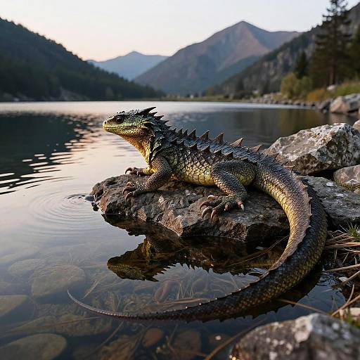 Realistic Wyvern Resting by Lake