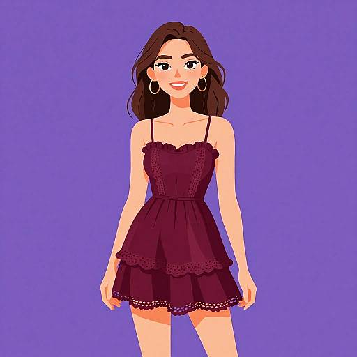 Bohemian Woman in Burgundy Mini Dress