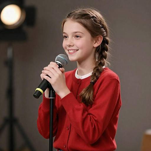 Young Girl with Microphone and Bokeh