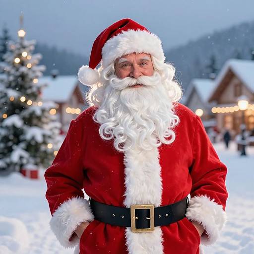 Classic Male Santa in Snowy Holiday Scene