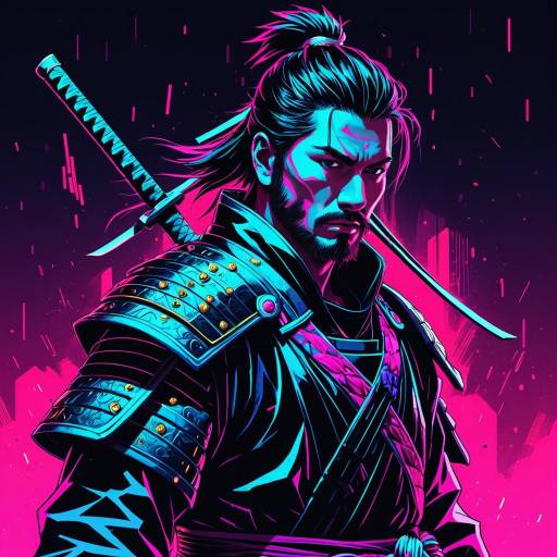 Neon Synthwave Samurai Warrior