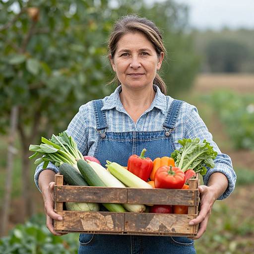 Mature Woman Harvesting Vibrant Produce
