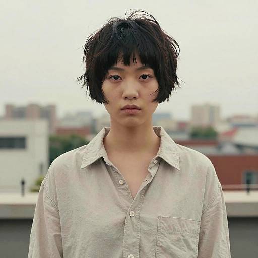 Shaggy Cut on Bald Woman Roof