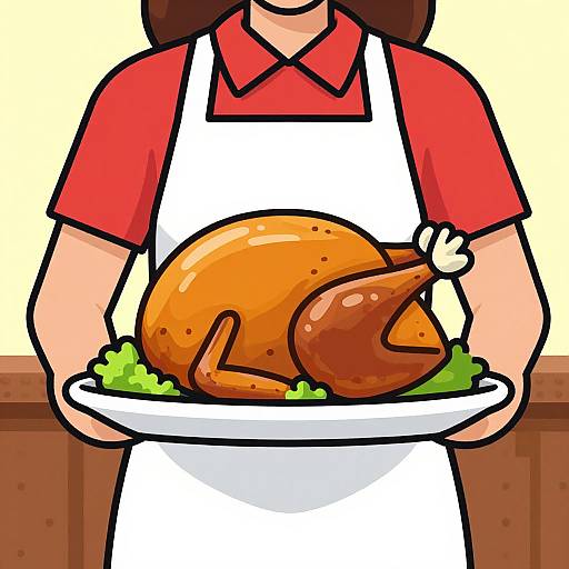 8-Bit Woman with Roasted Turkey