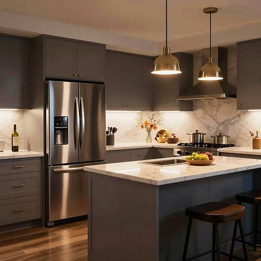 Realistic Twilight Kitchen Interior