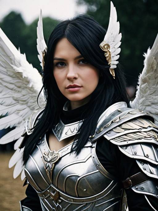 Woman in Warrior Angel Costume
