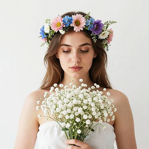 Serene Young Woman with Floral Crown