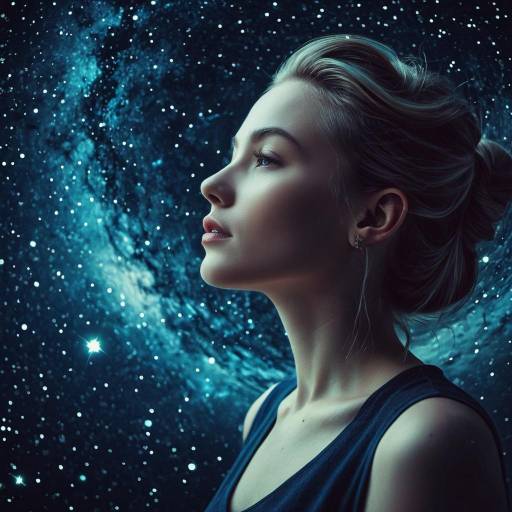 Woman Profile with Starry Night Background Woman Profile with Starry Night Background