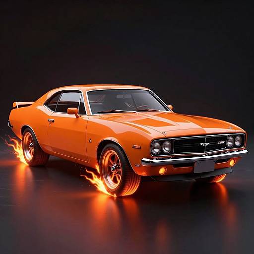 Cyberpunk Orange Muscle Car Illustration