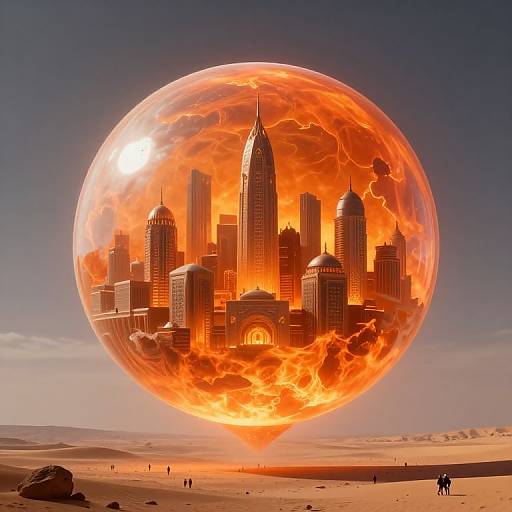 Domed City in Molten Light Orb
