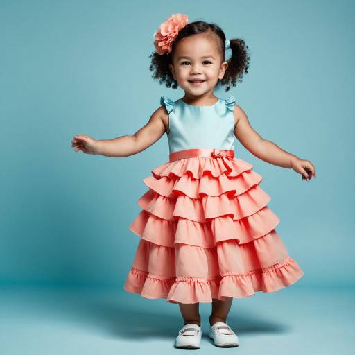 Smiling toddler girl in ruffled dress